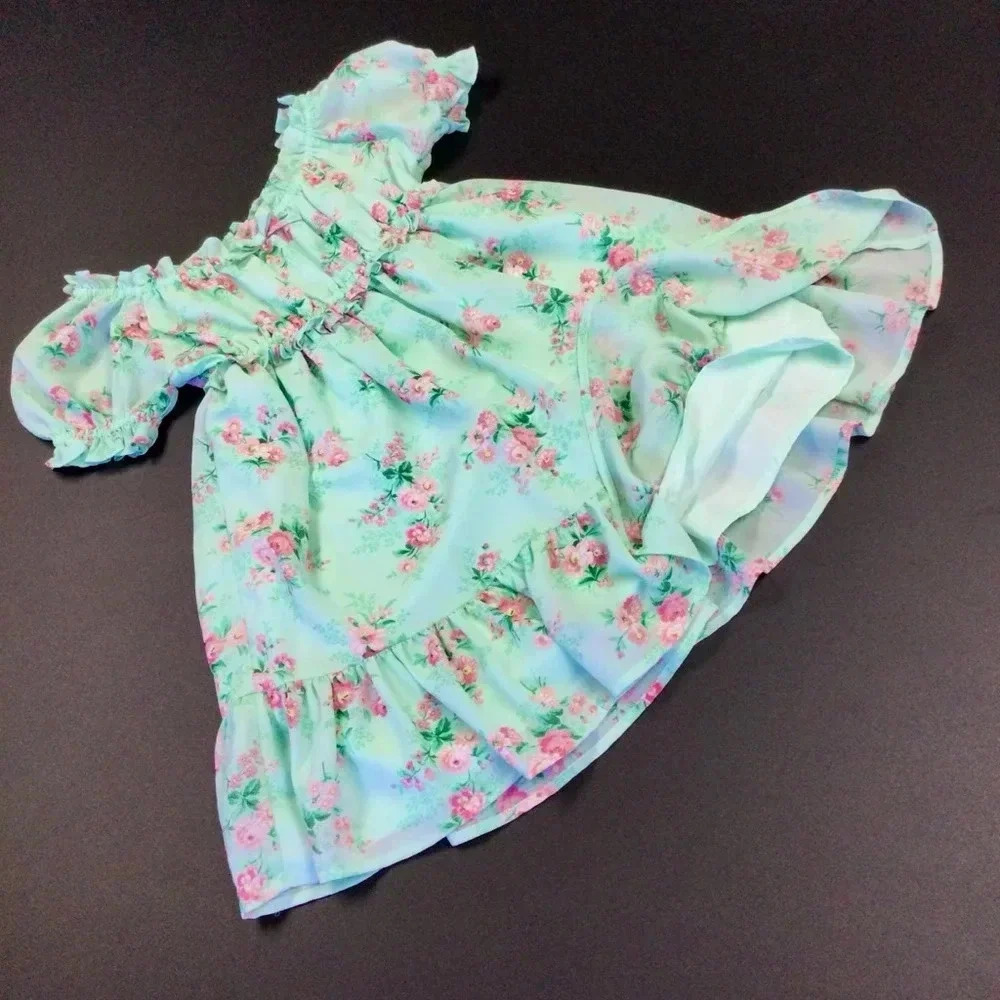Girls' Janie and Jack Dress, Size 6, Green‎ Floral